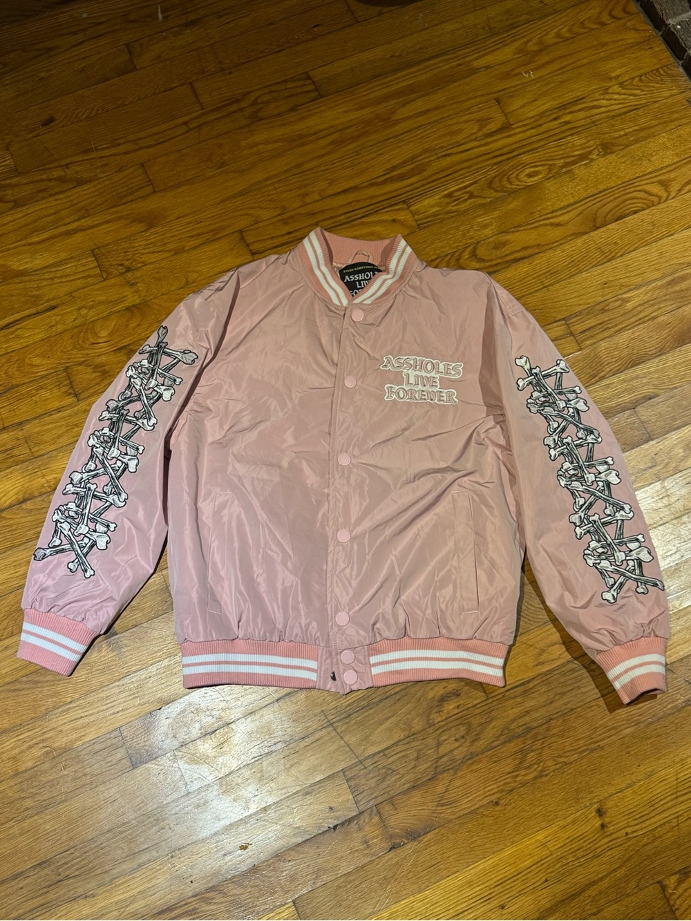 Assholes Live Forever Pink Bomber Jacket (S)